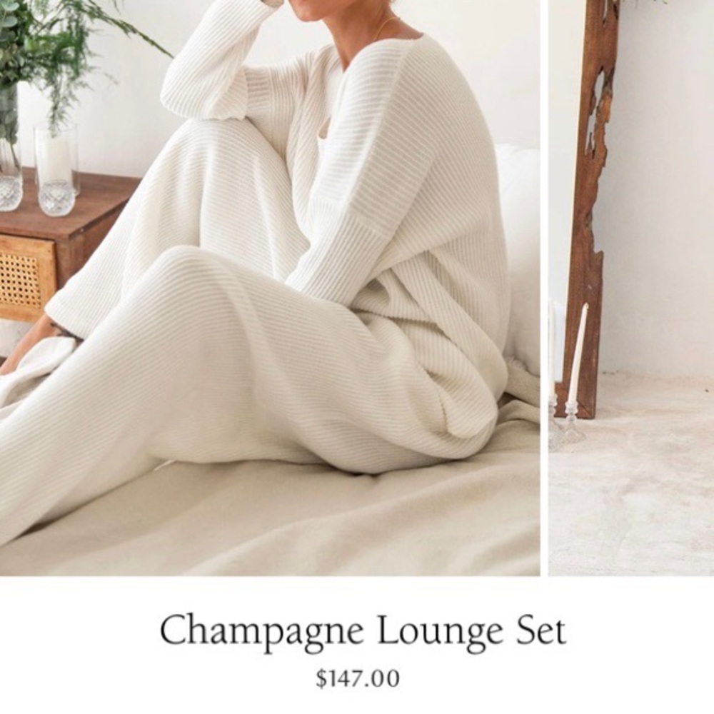 Om & Ah Champagne Ribbed Sweater